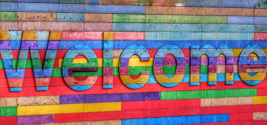 colorful welcome sign
