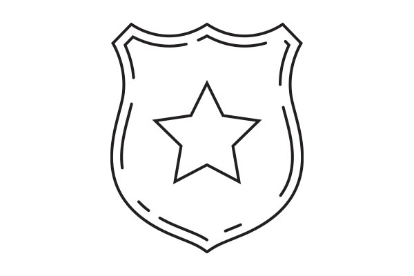 lineart drawing of a badge