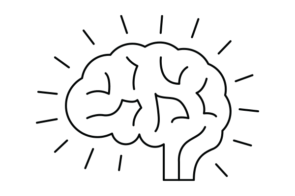 lineart illustration of a brain