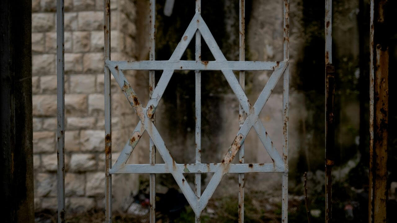 The Star of David on a metal fence