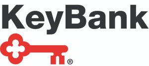 Red and white logo for KeyBank