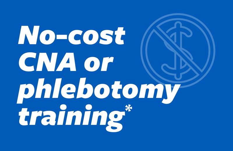 No cost CNA or phlebotomy training