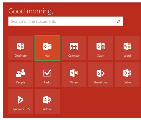 office 365 home screen