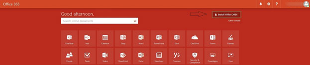 office 365 home screen
