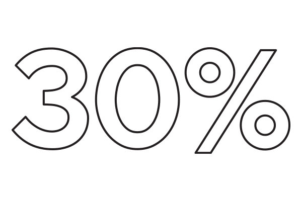 outlined 30% text
