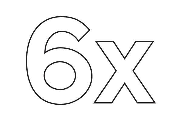 lineart illustration of a number 6 and letter x