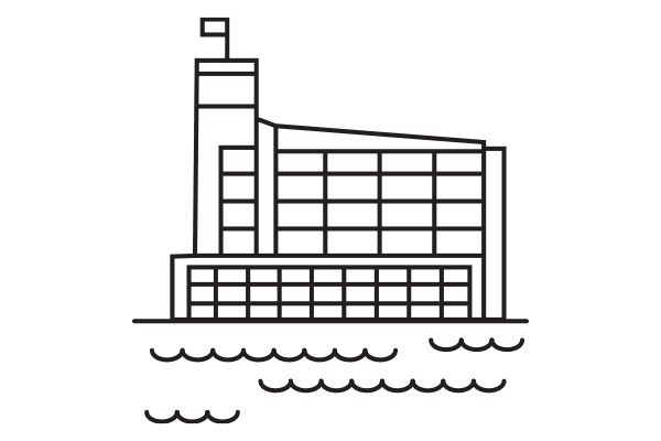 lineart illustration of a building