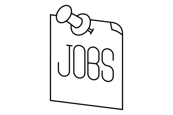 lineart drawing of a jobs sign