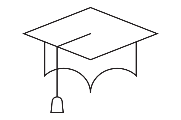 lineart drawing of a graduation cap