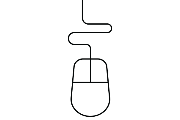 lineart drawing of a computer mouse