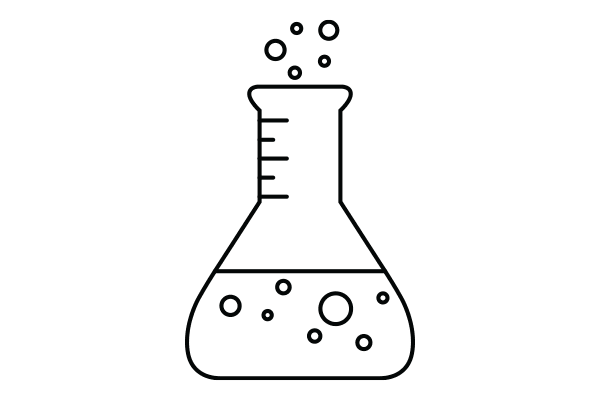lineart drawing of a science flask